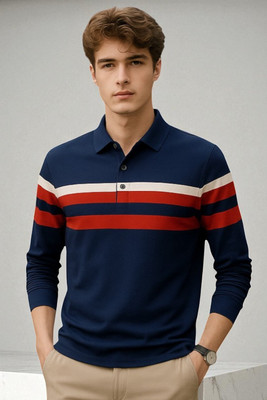 Autna Striped Men Polo Neck Multicolor T-Shirt