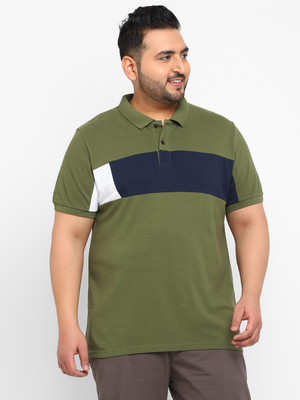 Urbano Plus Colorblock Men Polo Neck Green T-Shirt