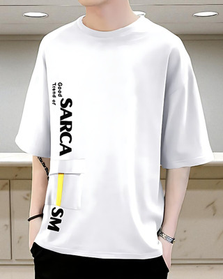 FASHIUM Printed Men Round Neck White T-Shirt