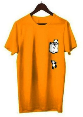 SAHAL FASHION Printed Men Round Neck Yellow T-Shirt