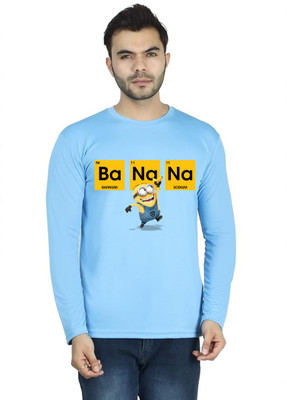LV CARE Printed Men Round Neck Blue T-Shirt