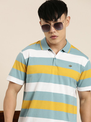 JOVEN Striped Men Polo Neck Multicolor T-Shirt