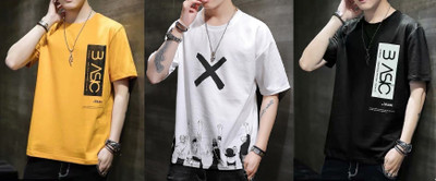 Axxitude Printed Men Round Neck Yellow T-Shirt