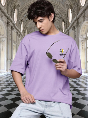 Dark Drive Printed Men Round Neck Purple T-Shirt