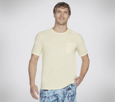 Skechers Solid Men Round Neck Beige T-Shirt
