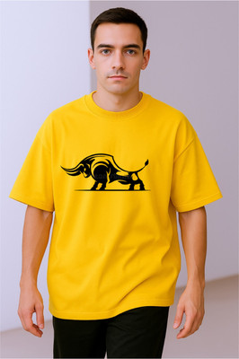 goodsign Printed Men Round Neck Yellow T-Shirt