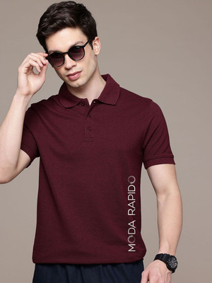 Moda Rapido Graphic Print Men Polo Neck Maroon T-Shirt