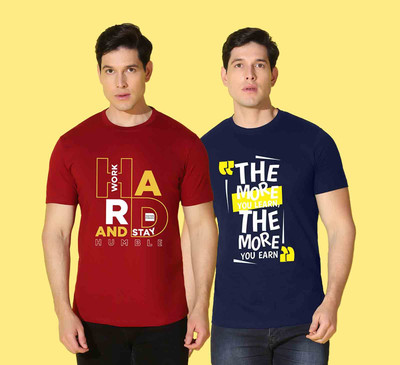 WOOSTRO Solid Men Round Neck Multicolor T-Shirt