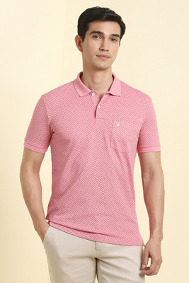 Allen Solly Printed Men Polo Neck Pink T-Shirt