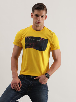 LEE Printed Men Round Neck Yellow T-Shirt