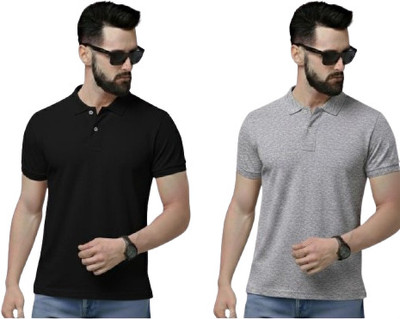 ZODIC FASHION Solid Men Polo Neck White, Blue T-Shirt