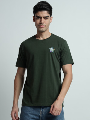 Rare Bond Studios Solid Men Round Neck Green T-Shirt