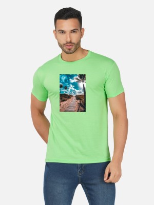 GLOBAL NOMAD Printed Men Round Neck Dark Green T-Shirt