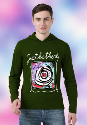 FastColors Printed Men Hooded Neck Dark Green T-Shirt
