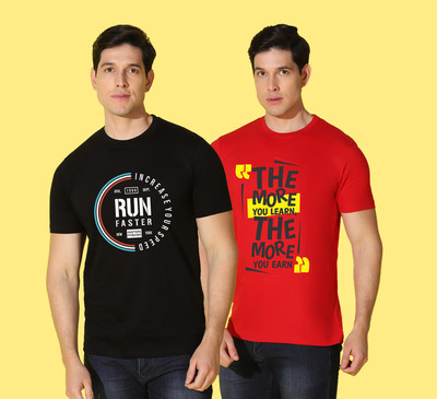 WOOSTRO Typography Men Round Neck Multicolor T-Shirt