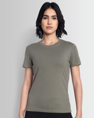 DCYPHR Solid Women Crew Neck Green T-Shirt