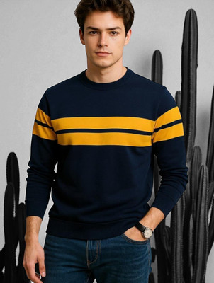 Autna Solid Men Round Neck Navy Blue T-Shirt