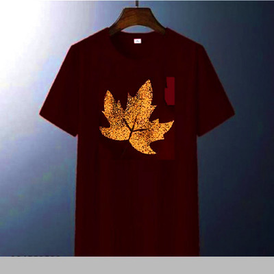SAHAL FASHION Printed Men Round Neck Maroon T-Shirt