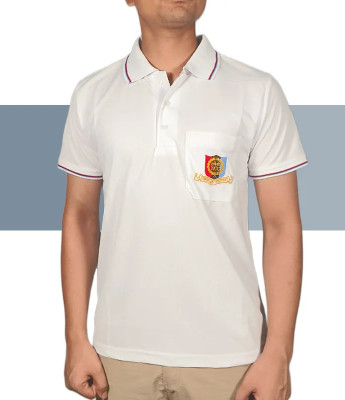 KAS Printed Men Polo Neck Blue T-Shirt