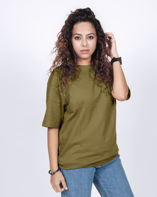Irsya Solid Women Round Neck Green T-Shirt
