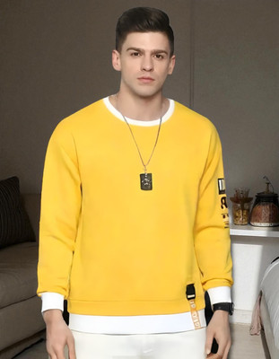 Teezler Printed Men Round Neck Yellow T-Shirt