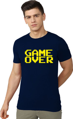 OrrganicChics Typography Men Round Neck Navy Blue T-Shirt