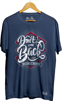 THE PRINT PLATTER Printed Men Round Neck Navy Blue T-Shirt