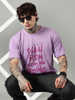 Diversify Printed Men Round Neck Purple T-Shirt
