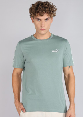PUMA Solid Men Crew Neck Green T-Shirt