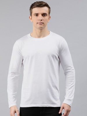 PP TRENDS Solid Men Round Neck White T-Shirt