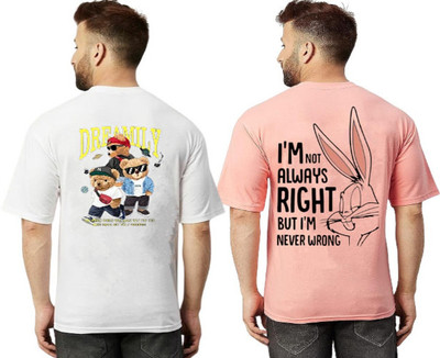 xpecto style Printed Men Round Neck White, Pink T-Shirt