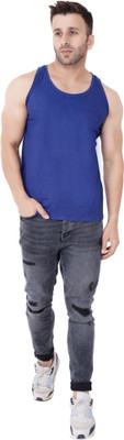 tfurnish Solid Men Scoop Neck Blue T-Shirt