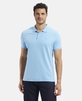 JOCKEY Solid Men Polo Neck Blue T-Shirt