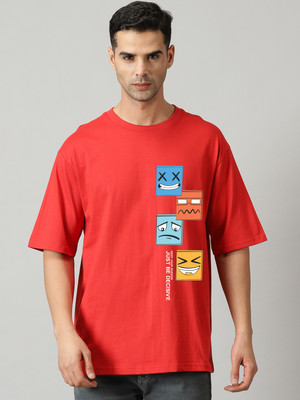 Cryptic Printed Men Round Neck Red T-Shirt