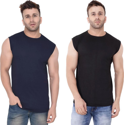 Moordale Fab Solid Men Round Neck Dark Blue, Black T-Shirt