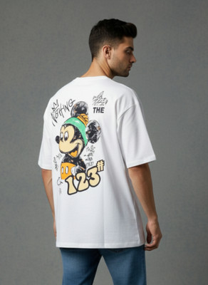 SAND PIPER Printed Men Round Neck White T-Shirt