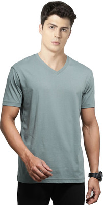 JOCKEY Solid Men V Neck Green T-Shirt