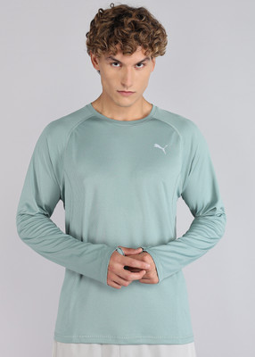 PUMA Solid Men Crew Neck Green T-Shirt