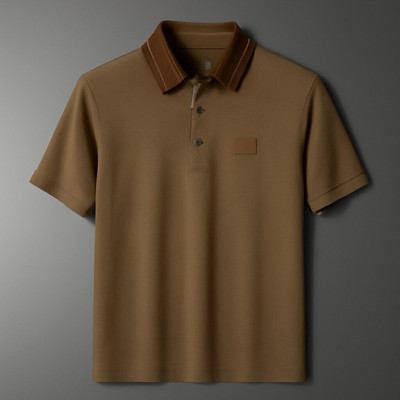 Wisetie Solid Men Polo Neck Brown T-Shirt