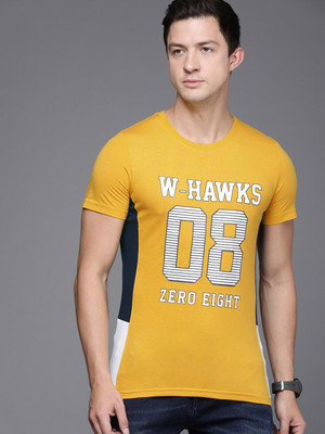 WROGN Printed Men Round Neck Yellow T-Shirt