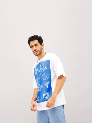 MASCLN SASSAFRAS Printed Men Round Neck White T-Shirt