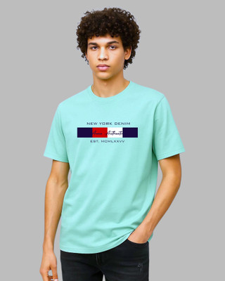 DRIPTHREAD Printed Men Round Neck Light Green T-Shirt