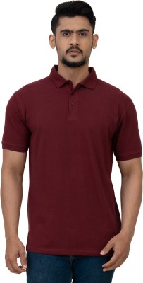 Cotstyle Solid Men Polo Neck Maroon T-Shirt