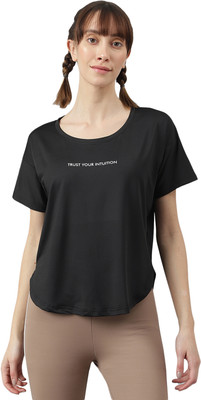 MKH Printed Women Crew Neck Black T-Shirt
