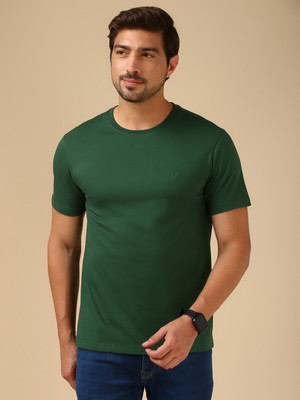 VAN HEUSEN Solid Men Crew Neck Green T-Shirt