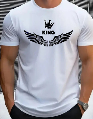 RARFASHIONATER Printed Men Round Neck White T-Shirt