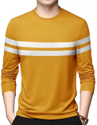 Clickwell Trend Striped Men Round Neck Silver T-Shirt