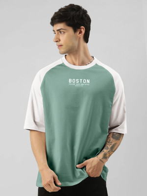 MANIAC Typography Men Round Neck Green T-Shirt