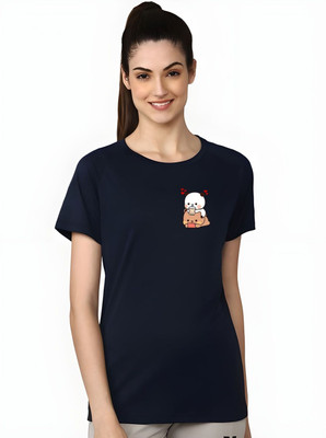 SZN Graphic Print Women Round Neck Dark Blue T-Shirt