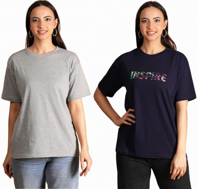 METRONAUT Printed Women Round Neck Multicolor T-Shirt